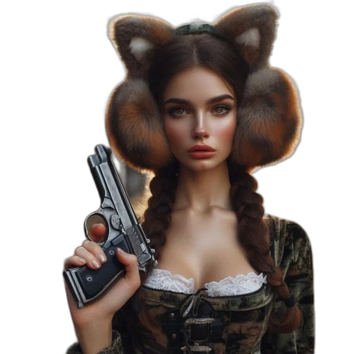 weapon, animal, hat, hair transparent PNG cut-out