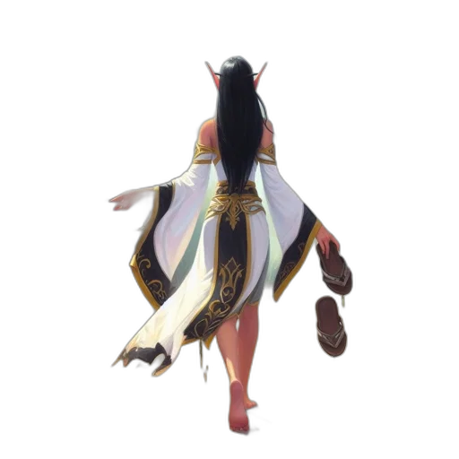 dress, jewelry, staff, dragon transparent PNG cut-out