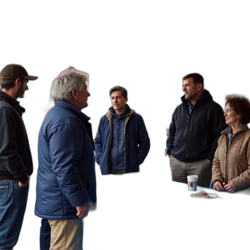 staff, jacket, city street, group transparent PNG cut-out