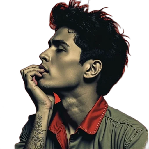 jacket, face, hair, photorealistic transparent PNG cut-out