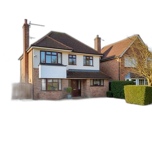 3d render, bedroom, detached, house transparent PNG cut-out