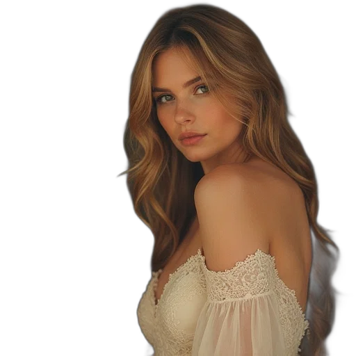dress, jewelry, hair, face transparent PNG cut-out