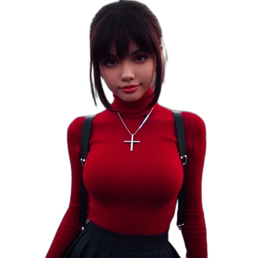 dress, jewelry, jacket, face transparent PNG cut-out