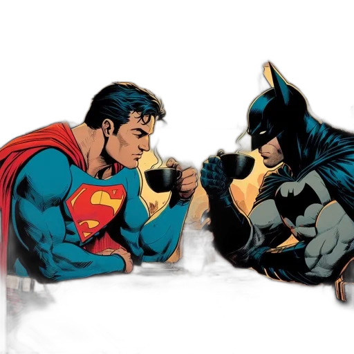 comic book art, concept art, superman, batman transparent PNG cut-out