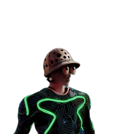 robot, jacket, hat, staff transparent PNG cut-out