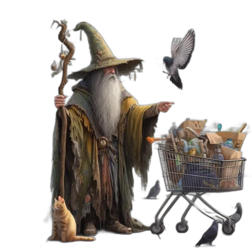 staff, hat, creature, dragon transparent PNG cut-out
