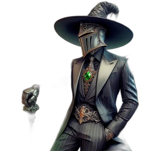 mask, hat, jacket, staff transparent PNG cut-out