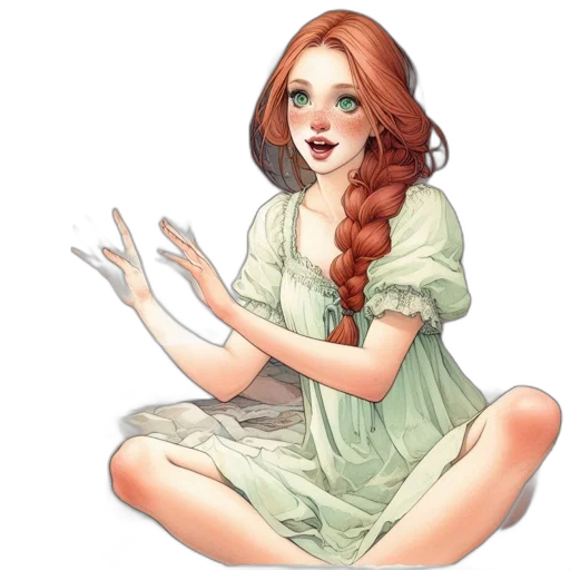 dress, staff, jewelry, face transparent PNG cut-out