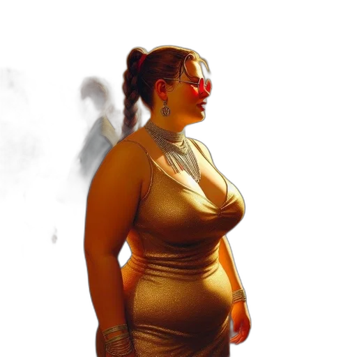 dress, jewelry, staff, mask transparent PNG cut-out