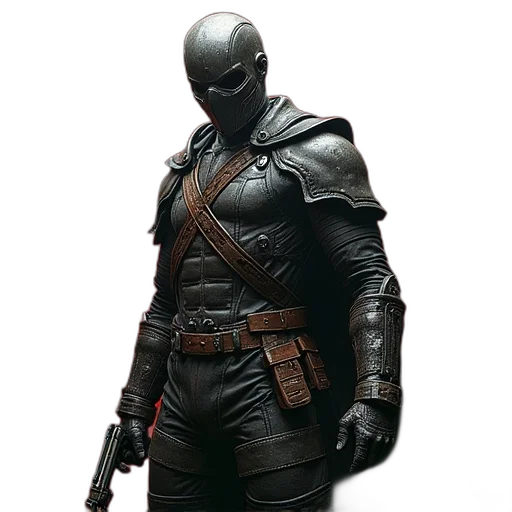 jacket, weapon, mask, staff transparent PNG cut-out