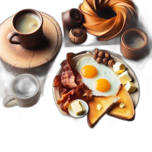 food, photorealistic, 3d render, earth tones transparent PNG cut-out