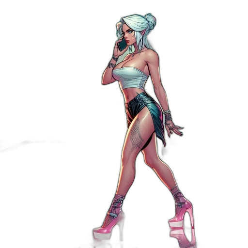 dress, concept art, cyberpunk, comic book art transparent PNG cut-out