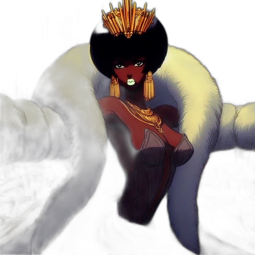 crown, hair, creature, staff transparent PNG cut-out
