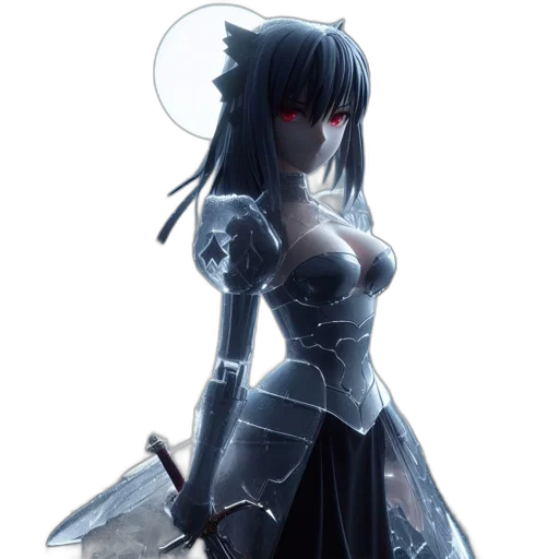 dress, robot, sword, fantasy art transparent PNG cut-out
