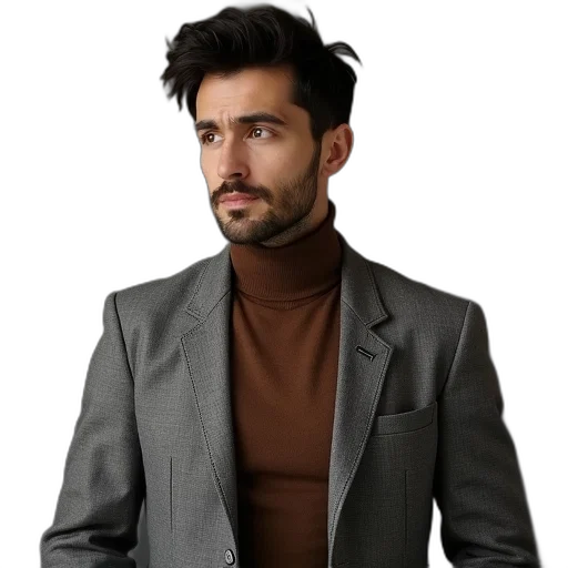 jacket, staff, face, hair transparent PNG cut-out