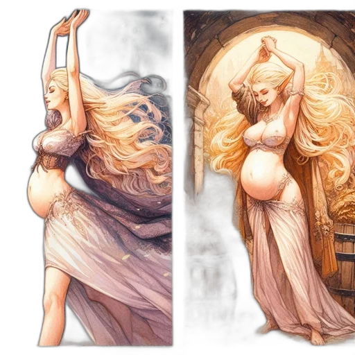 dress, fantasy art, concept art, comic book art transparent PNG cut-out