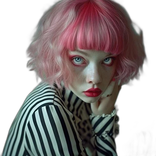 hair, face, jacket, creature transparent PNG cut-out