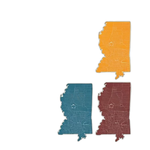 six, mississippi, counties, map transparent PNG cut-out
