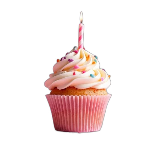 food, 3d render, cupcake, birthday transparent PNG cut-out