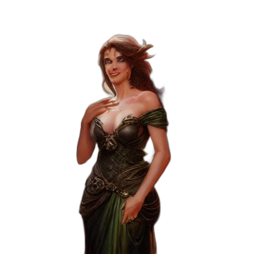 dress, staff, jewelry, crown transparent PNG cut-out