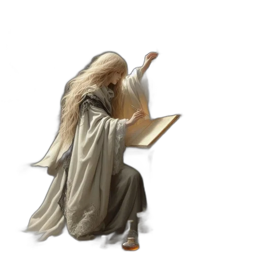staff, sword, dress, fantasy art transparent PNG cut-out