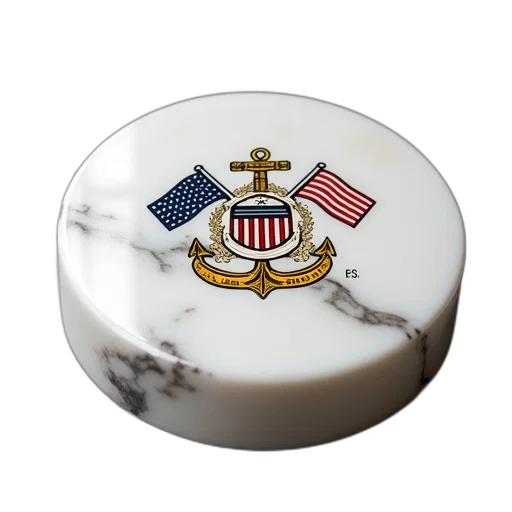 marble, coaster, navy, logo transparent PNG cut-out