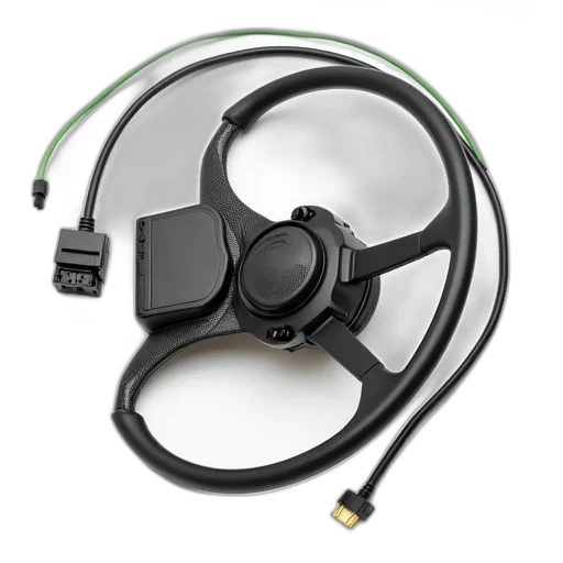 3d render, black, steering, wheel transparent PNG cut-out