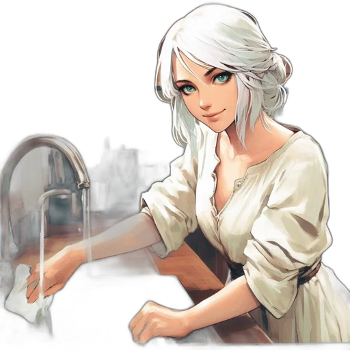 dress, jewelry, staff, face transparent PNG cut-out