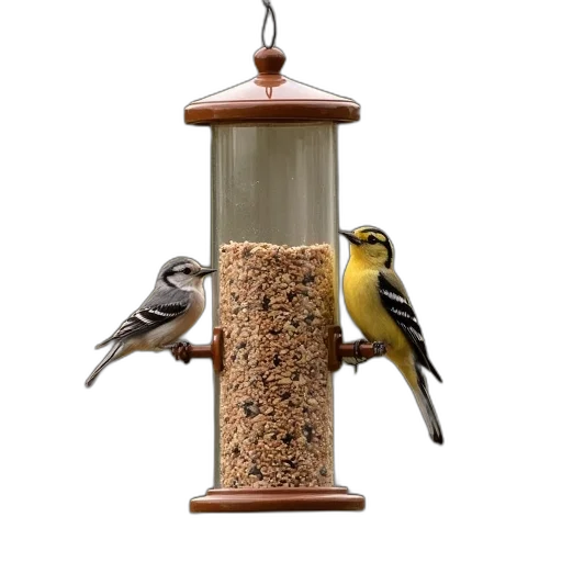 3d render, small, bird, feeder transparent PNG cut-out