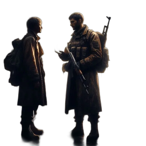 jacket, weapon, concept art, 3d render transparent PNG cut-out