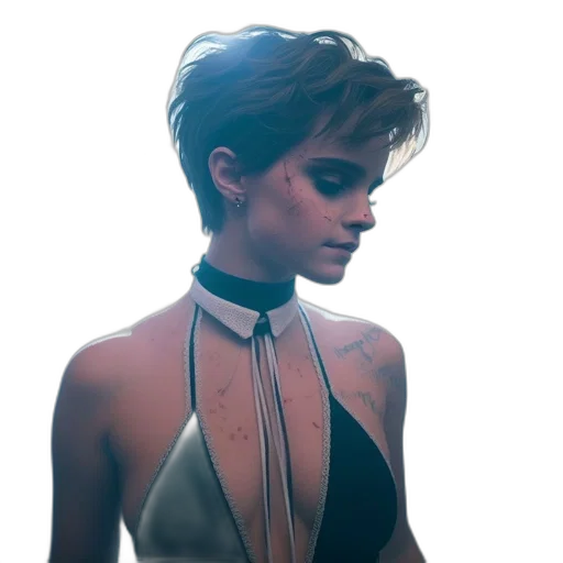 dress, jewelry, jacket, cyberpunk transparent PNG cut-out
