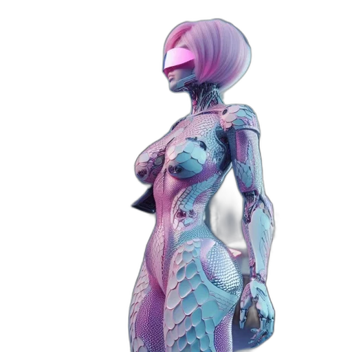 dress, robot, creature, vaporwave transparent PNG cut-out