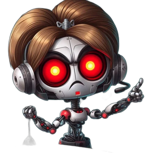 robot, staff, concept art, cyberpunk transparent PNG cut-out