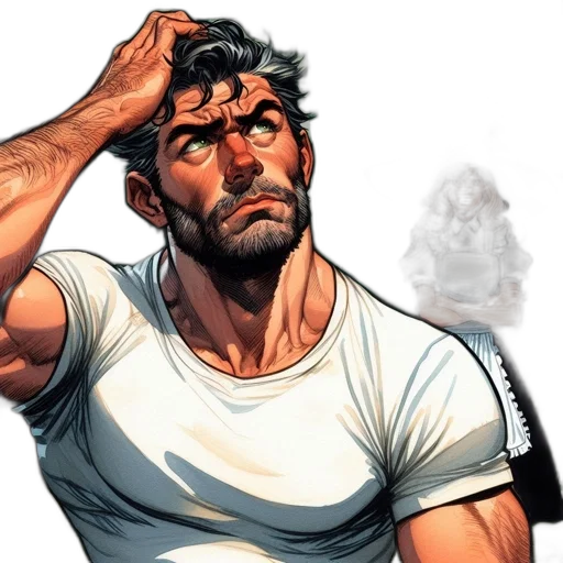 comic book art, concept art, two, characters transparent PNG cut-out