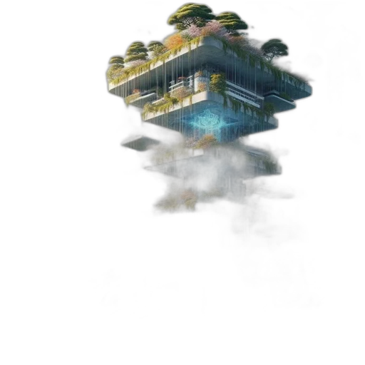 building, robot, umbrella, dragon transparent PNG cut-out