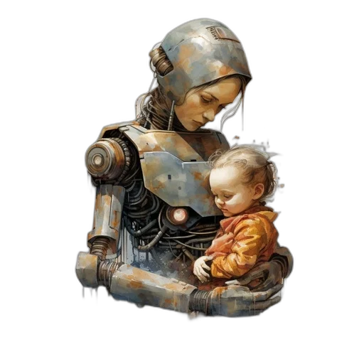 robot, concept art, cyberpunk, pixel art transparent PNG cut-out