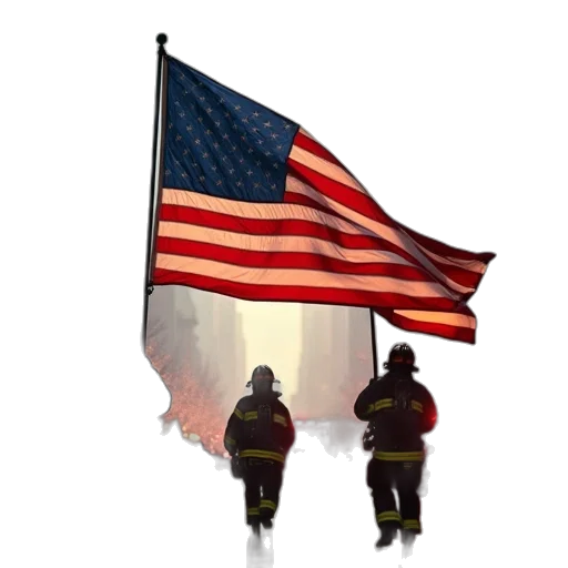 firemen, carry, large, flag transparent PNG cut-out