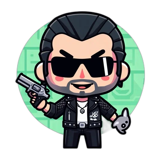 cartoon, cyberpunk, comic book art, pixel art transparent PNG cut-out