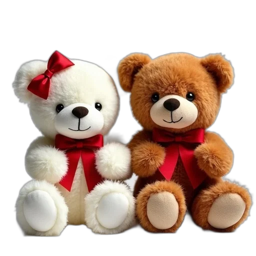 3d render, photorealistic, two, teddy transparent PNG cut-out