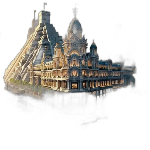 building, concept art, fantasy art, 3d render transparent PNG cut-out