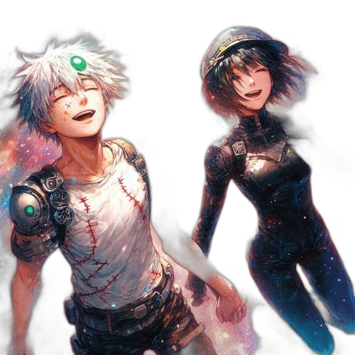 concept art, cyberpunk, comic book art, watercolor transparent PNG cut-out