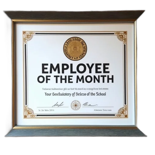 staff, employee, month, certificate transparent PNG cut-out