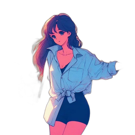 jacket, dress, vaporwave, anime transparent PNG cut-out