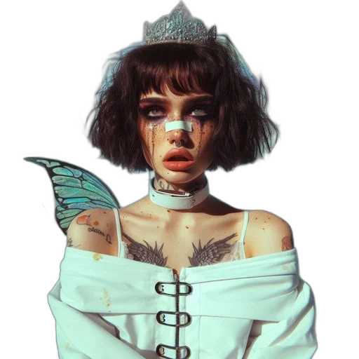 crown, face, dress, creature transparent PNG cut-out