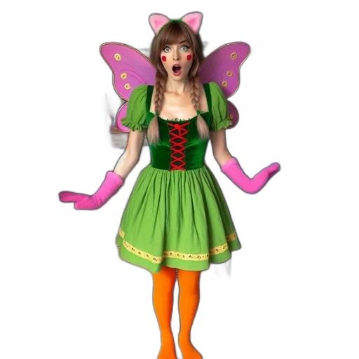 creature, dress, staff, 3d render transparent PNG cut-out