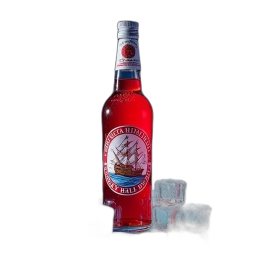 bottle, 3d render, red, silver transparent PNG cut-out