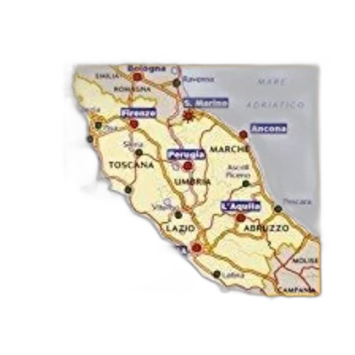 map, italy, central, featuring transparent PNG cut-out