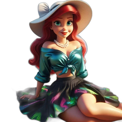 dress, hat, jewelry, 3d render transparent PNG cut-out