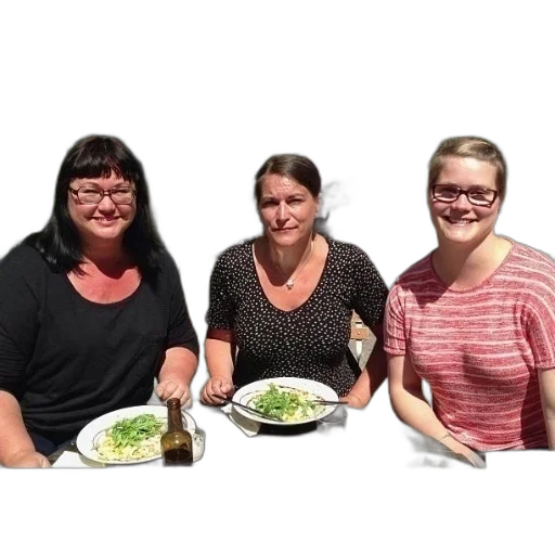 staff, food, three, women transparent PNG cut-out