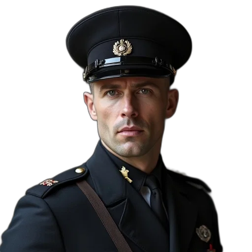 staff, hat, face, jacket transparent PNG cut-out